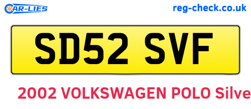 SD52SVF are the vehicle registration plates.