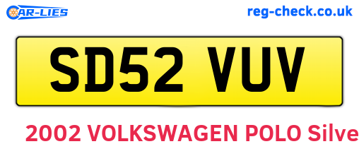 SD52VUV are the vehicle registration plates.