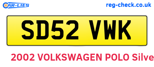SD52VWK are the vehicle registration plates.