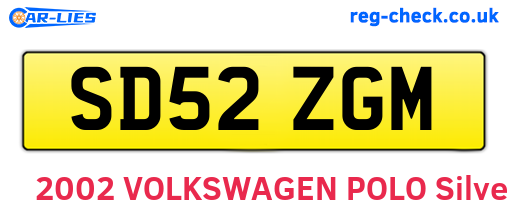 SD52ZGM are the vehicle registration plates.