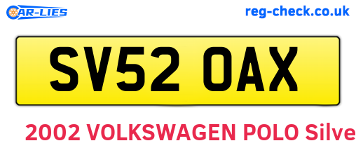 SV52OAX are the vehicle registration plates.