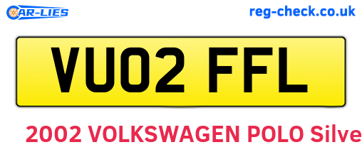 VU02FFL are the vehicle registration plates.