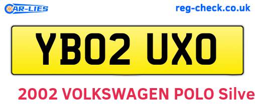 YB02UXO are the vehicle registration plates.