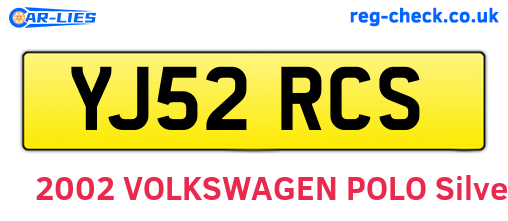 YJ52RCS are the vehicle registration plates.