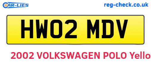 HW02MDV are the vehicle registration plates.
