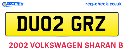 DU02GRZ are the vehicle registration plates.