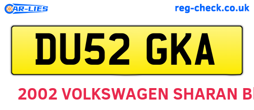 DU52GKA are the vehicle registration plates.