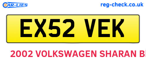 EX52VEK are the vehicle registration plates.