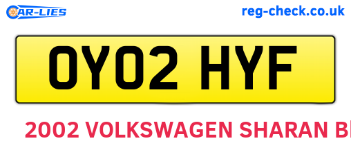 OY02HYF are the vehicle registration plates.