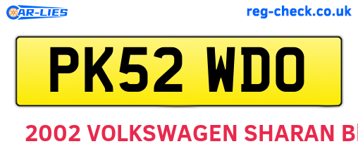 PK52WDO are the vehicle registration plates.