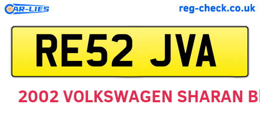 RE52JVA are the vehicle registration plates.