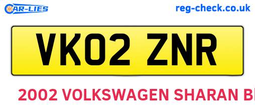 VK02ZNR are the vehicle registration plates.