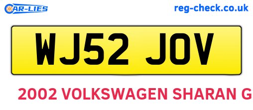 WJ52JOV are the vehicle registration plates.
