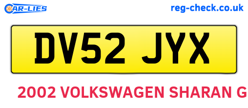 DV52JYX are the vehicle registration plates.