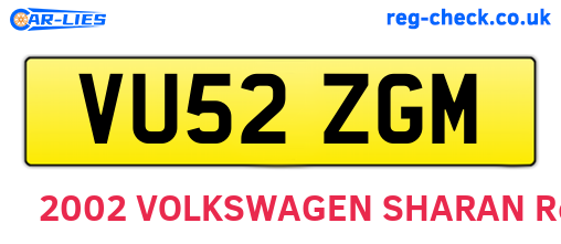 VU52ZGM are the vehicle registration plates.