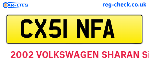 CX51NFA are the vehicle registration plates.