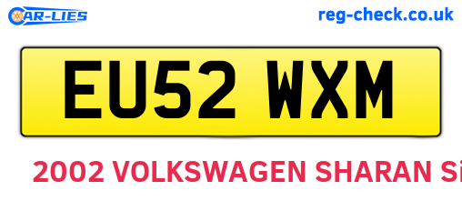 EU52WXM are the vehicle registration plates.