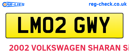 LM02GWY are the vehicle registration plates.