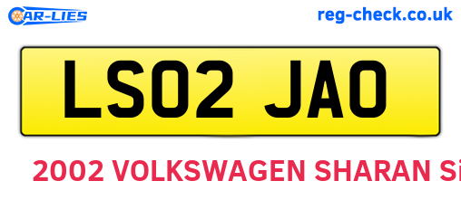 LS02JAO are the vehicle registration plates.