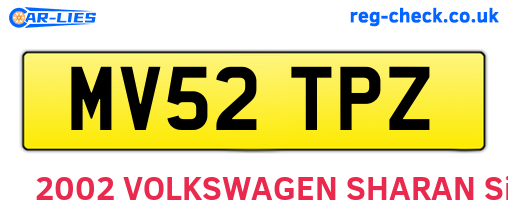 MV52TPZ are the vehicle registration plates.