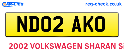 ND02AKO are the vehicle registration plates.