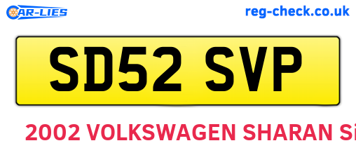 SD52SVP are the vehicle registration plates.
