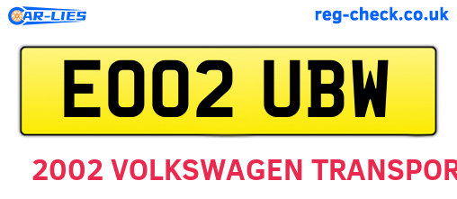 EO02UBW are the vehicle registration plates.