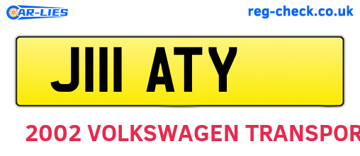 J111ATY are the vehicle registration plates.