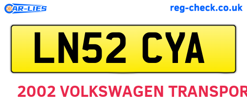 LN52CYA are the vehicle registration plates.