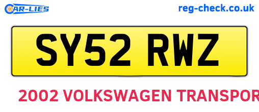 SY52RWZ are the vehicle registration plates.
