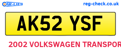 AK52YSF are the vehicle registration plates.