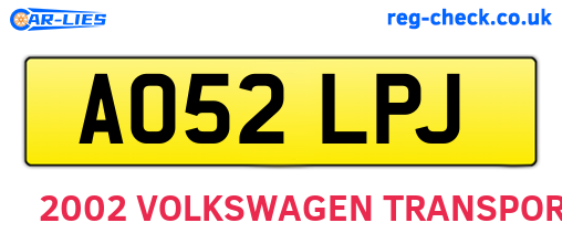 AO52LPJ are the vehicle registration plates.