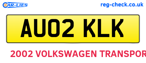 AU02KLK are the vehicle registration plates.
