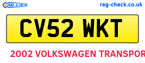 CV52WKT are the vehicle registration plates.