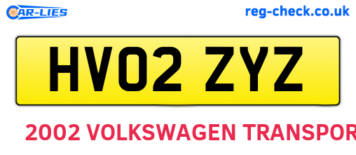 HV02ZYZ are the vehicle registration plates.
