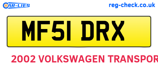 MF51DRX are the vehicle registration plates.