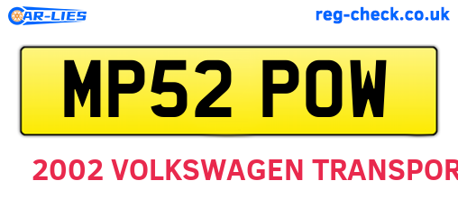 MP52POW are the vehicle registration plates.