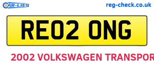 RE02ONG are the vehicle registration plates.