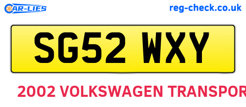 SG52WXY are the vehicle registration plates.