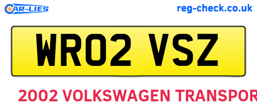 WR02VSZ are the vehicle registration plates.