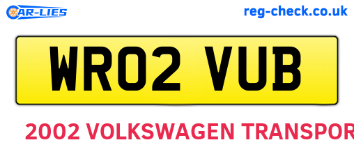 WR02VUB are the vehicle registration plates.