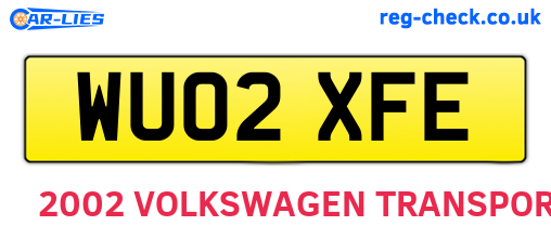 WU02XFE are the vehicle registration plates.