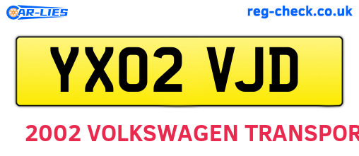 YX02VJD are the vehicle registration plates.