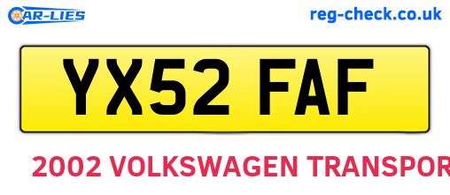 YX52FAF are the vehicle registration plates.