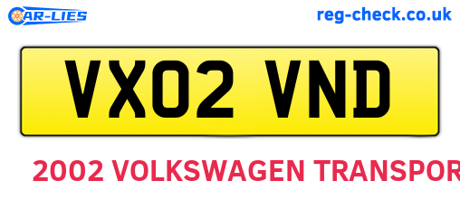 VX02VND are the vehicle registration plates.