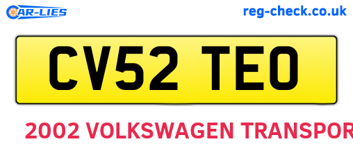 CV52TEO are the vehicle registration plates.