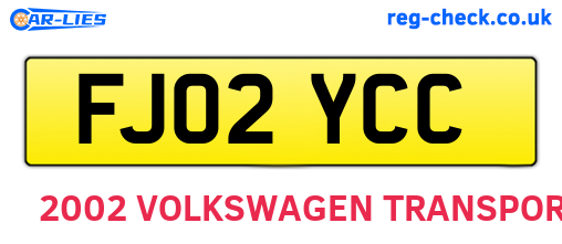 FJ02YCC are the vehicle registration plates.