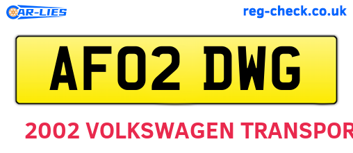 AF02DWG are the vehicle registration plates.