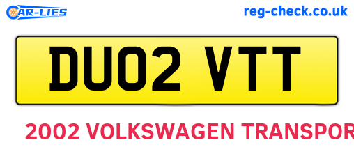 DU02VTT are the vehicle registration plates.