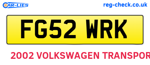 FG52WRK are the vehicle registration plates.